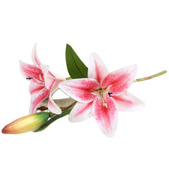 3D Printed Artificial Lily Branch – Realistic White Faux Flowers for Decoration