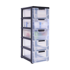 Storage Cabinet 5 Floor 30 × 40 × 84cm Plastic Drawers Dresser Transparent Color