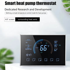 WiFi Smart Heat Pump Room Thermostat Temperature Controller 4.8 Inch Color LCD Screen Programmable Touch Control/ Mobile APP