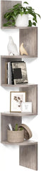 5-Tier Wall Mounted Corner Shelf – Floating Bookshelf &amp; Plant Display Rack